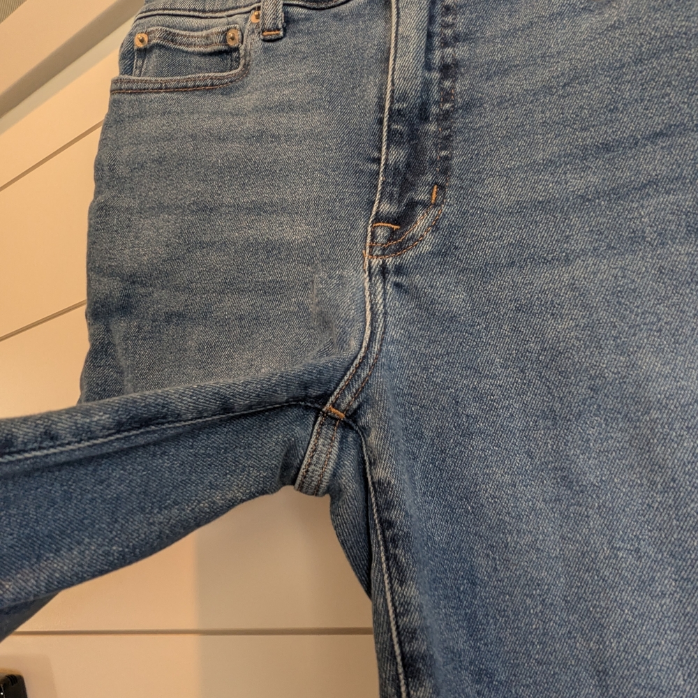 J.Crew Stovepipe Jeans Raw Hem Straight Leg Ankle High Rise Size 28 X 26 - Picture 3 of 13